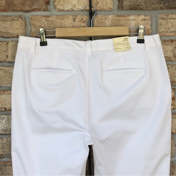 Sonoma Life + Style Cotton Blend Mid Rise Capri Stretch White Pants 12 - Picture 5 of 10